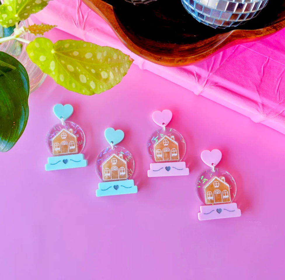 Gingerbread Snow Globe Earrings