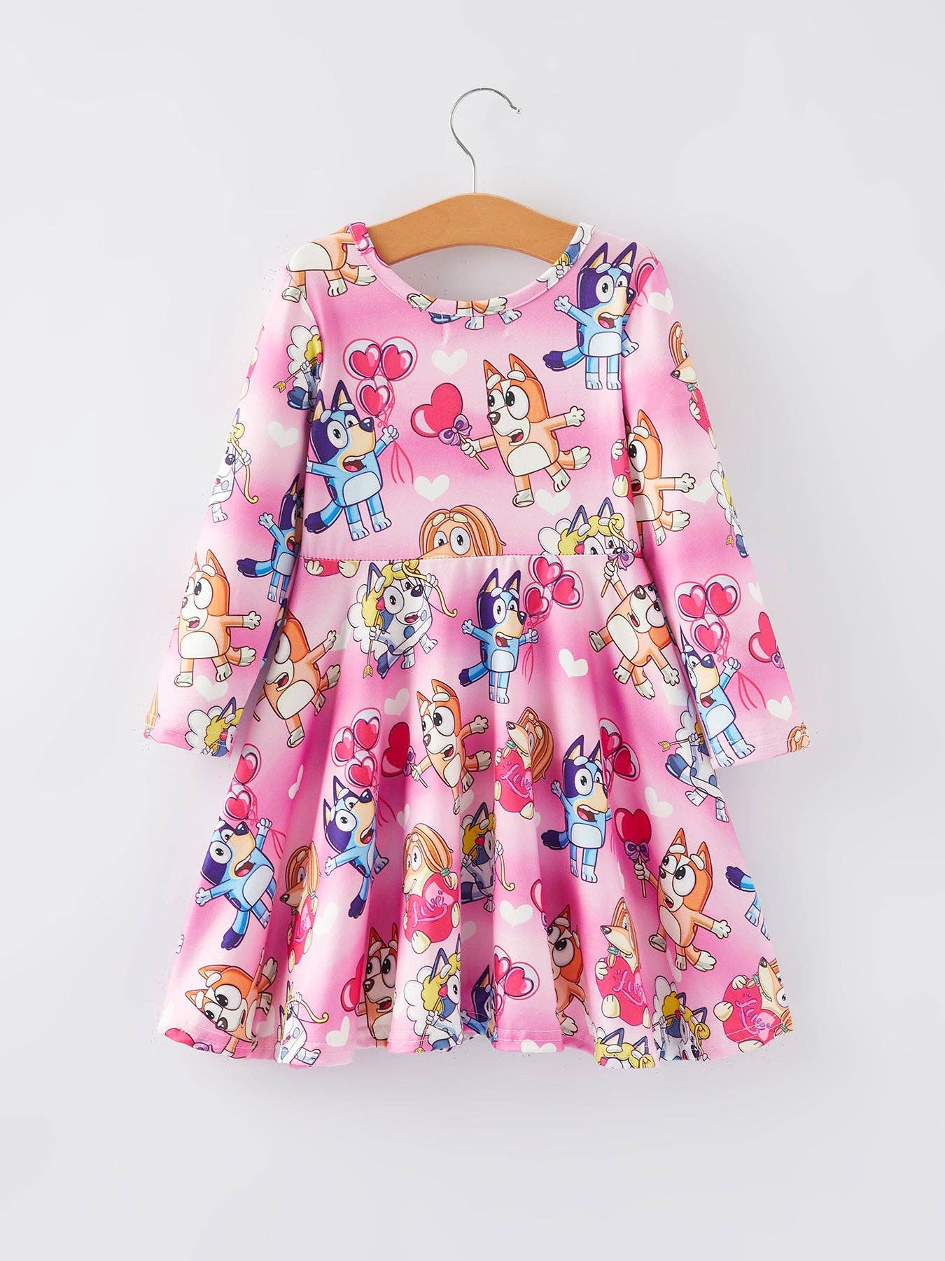 Bluey Pink Girls Long Sleeve Dress
