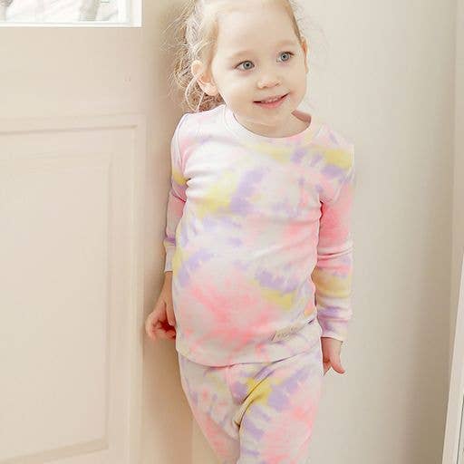 Tie Dye Neon Pink Purple Long Sleeve PJs