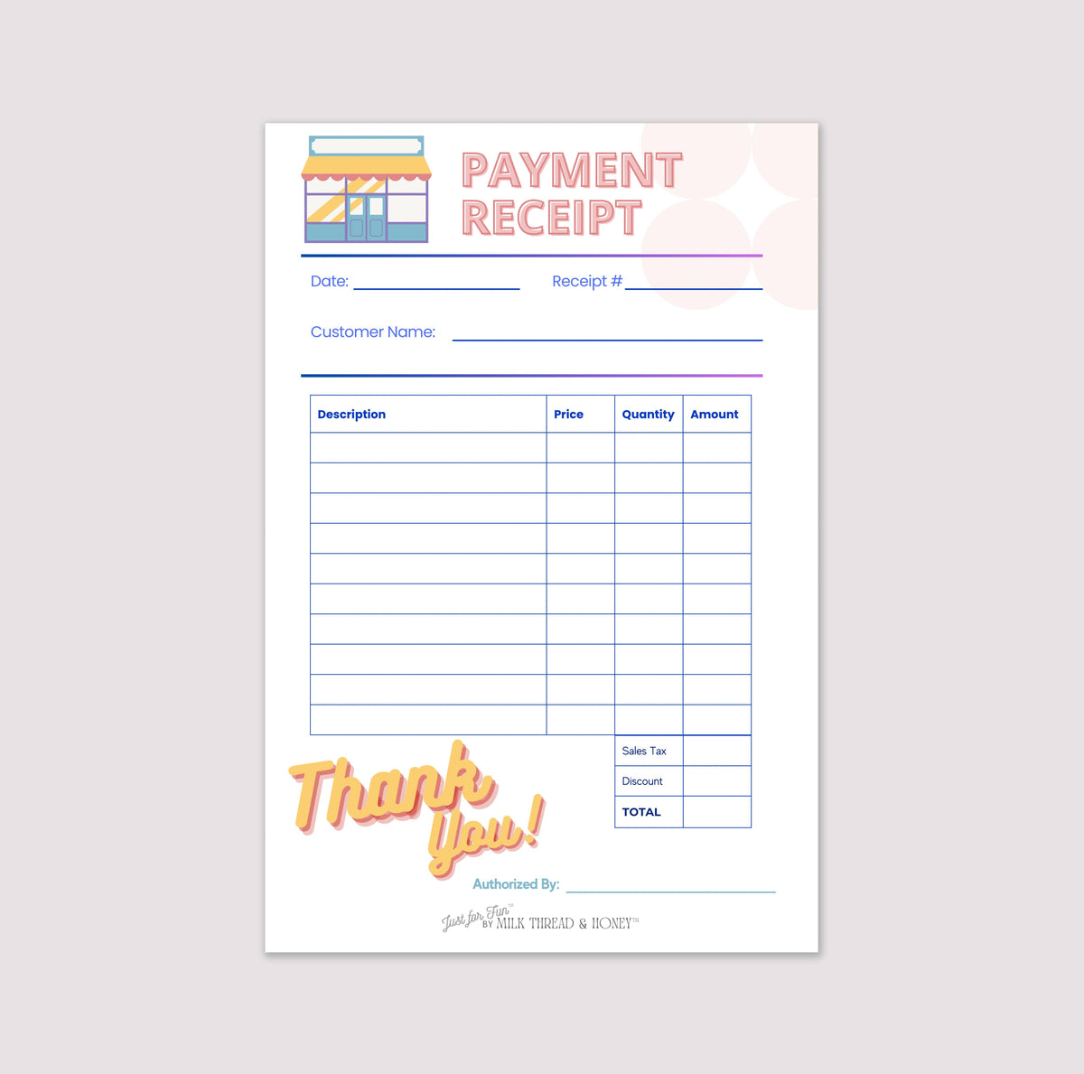 Pretend Shopping Store Receipt Notepad