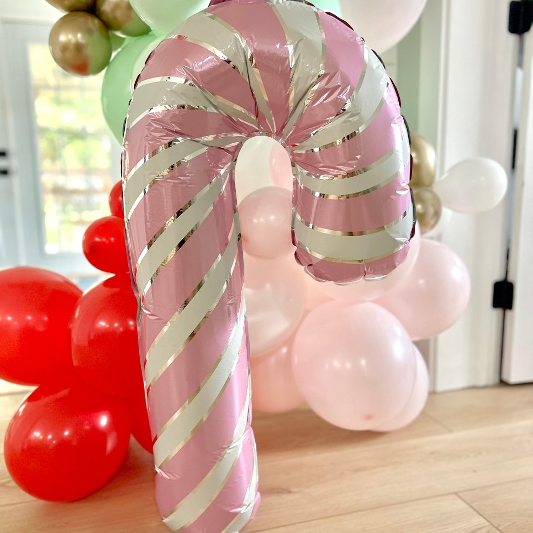 Pink and White Candy Cane Balloon