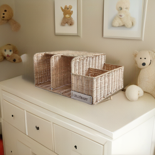 LELLOBABYโข X Hampton BABY - Deluxe Rattan Diaper Caddy