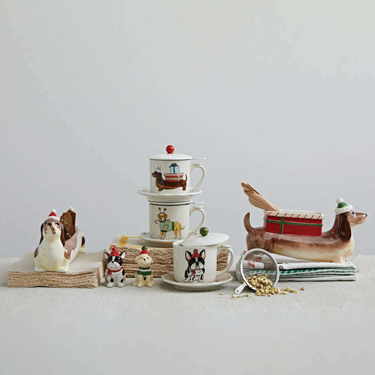 Hand-Painted Ceramic Dog w/ Gift Planter