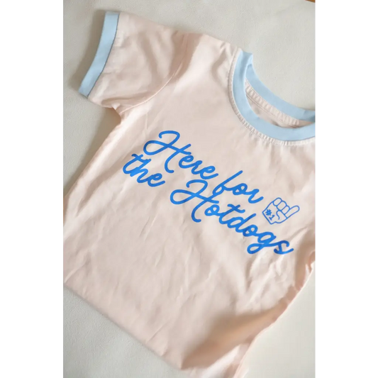 Here for the Hotdogs Organic Cotton Kids Baseball Tee