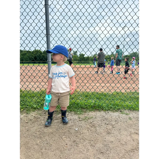 Here for the Hotdogs Organic Cotton Kids Baseball Tee