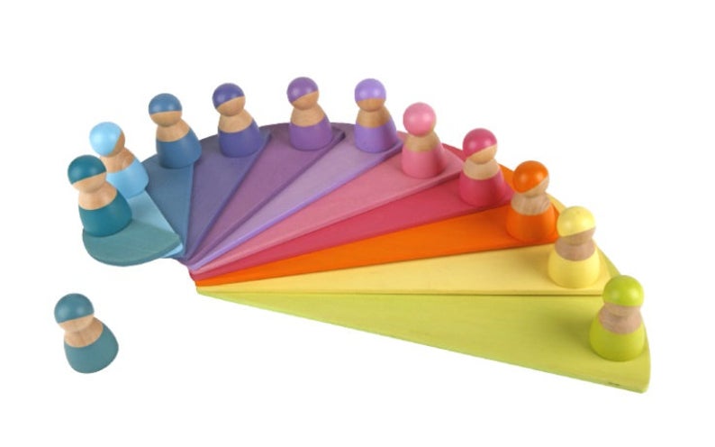 11 Pcs Large Wooden Rainbow Stacking Semi-Circles – Pastel/Macaron Colors
