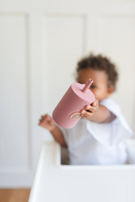 Silicone Straw Cup for Babies & Toddlers - 6oz Silicone Sippy Cup