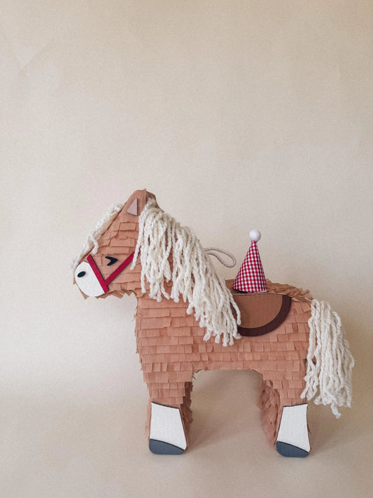 🐴 Birthday Horse Piñata – Handmade 22” Party Decoration with String Mane & Candy Holder