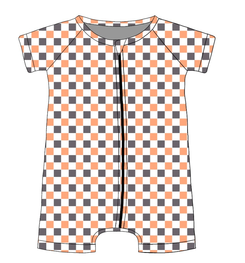 Checkered Boo Halloween Romper