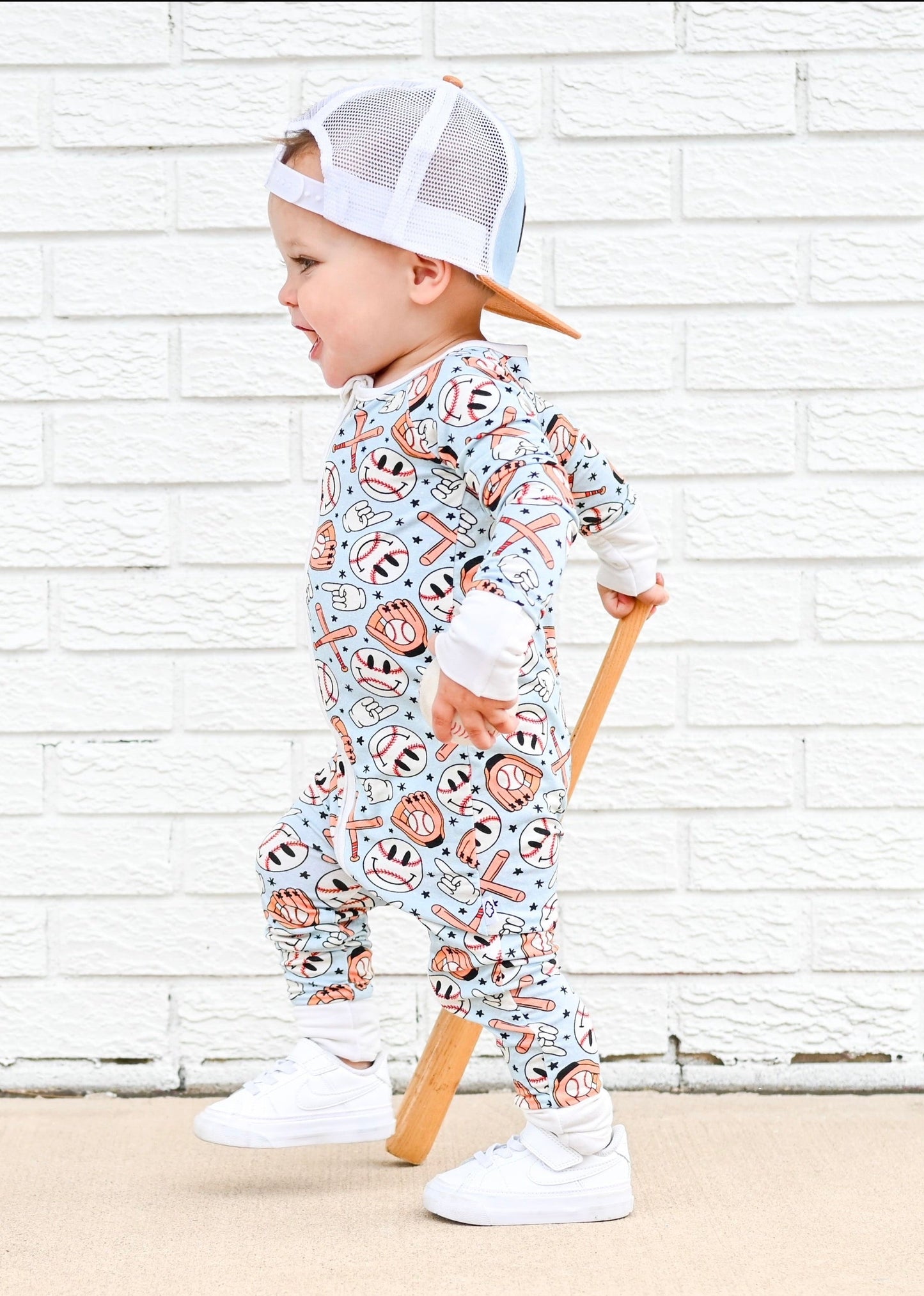 BASEBALL SMILEY DREAM ROMPER