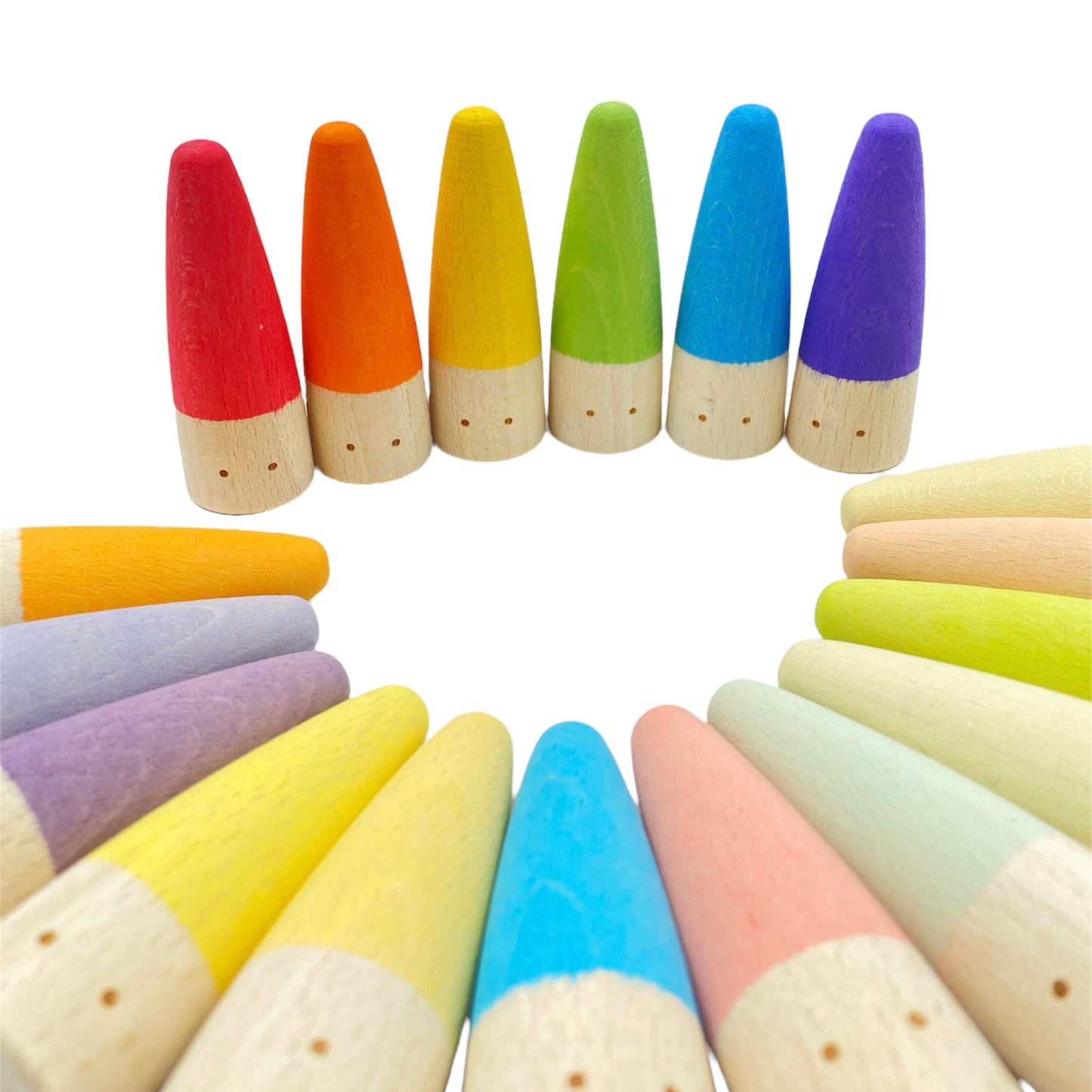 18-Piece Stained Wooden Stick Gnomes