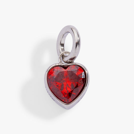 July 'Love' Heart Birthstone Charm