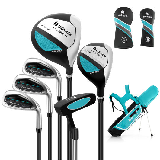 Junior Complete Golf Club Set with Stand Bag Rain Hood-Blue - ages 11-13