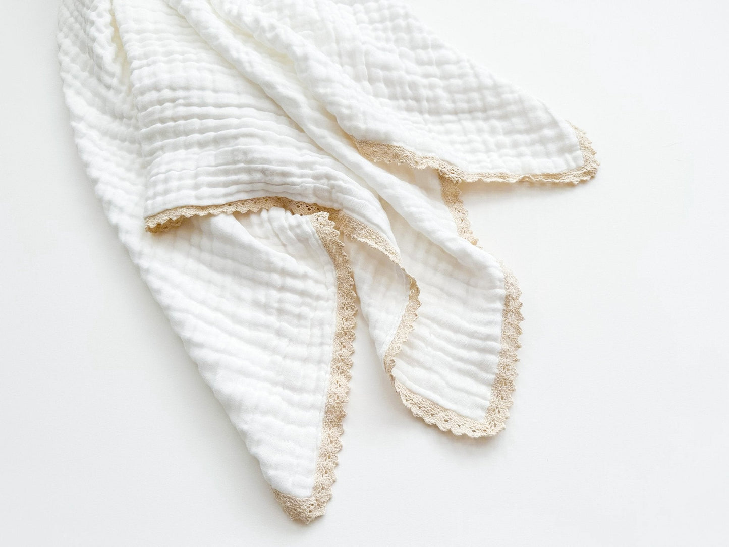 Muslin 6-Layer Blanket - Cream Lace