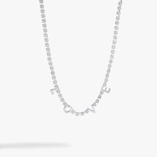 "Love" Crystal Tennis Necklace