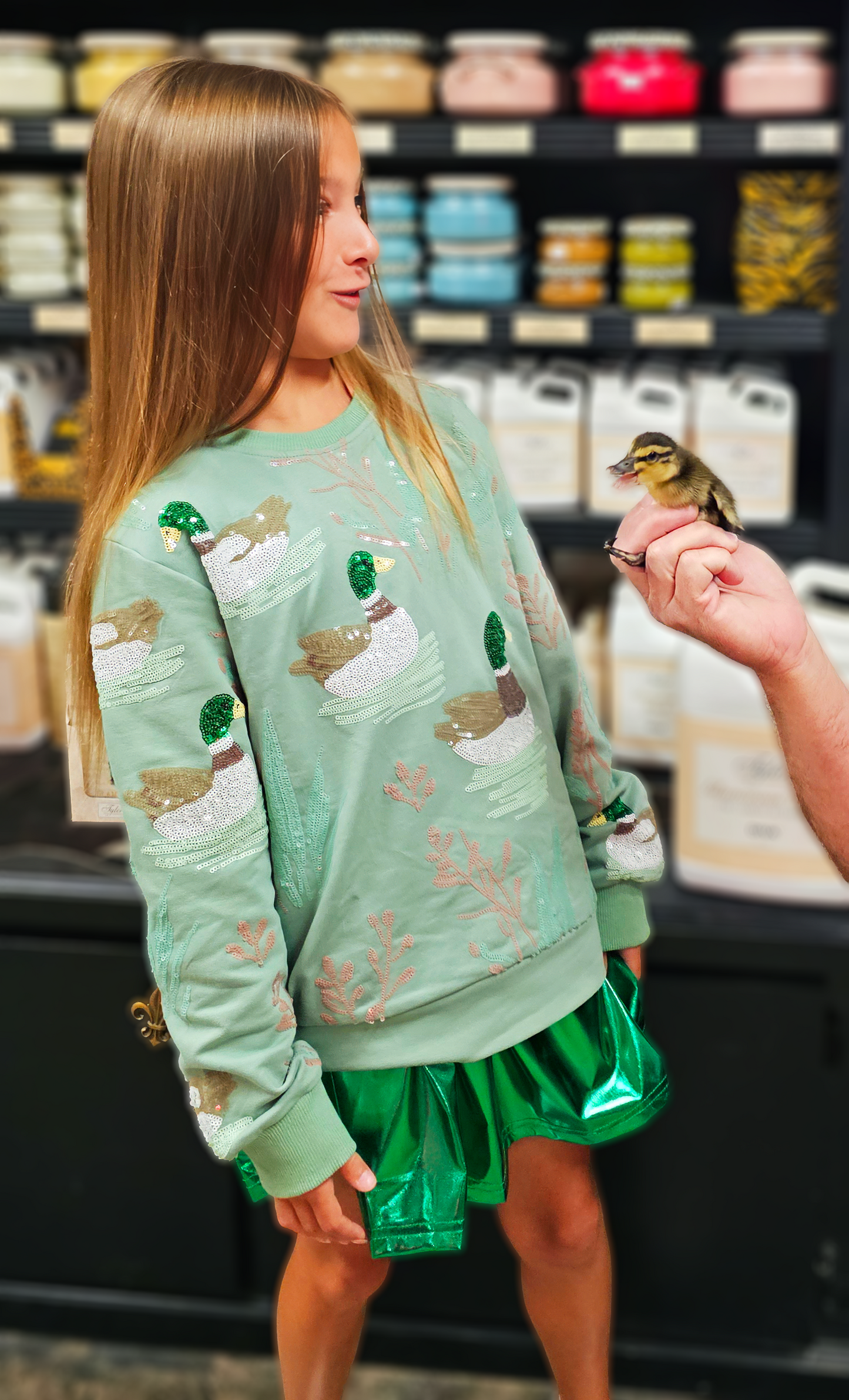 Green Metallic Skort