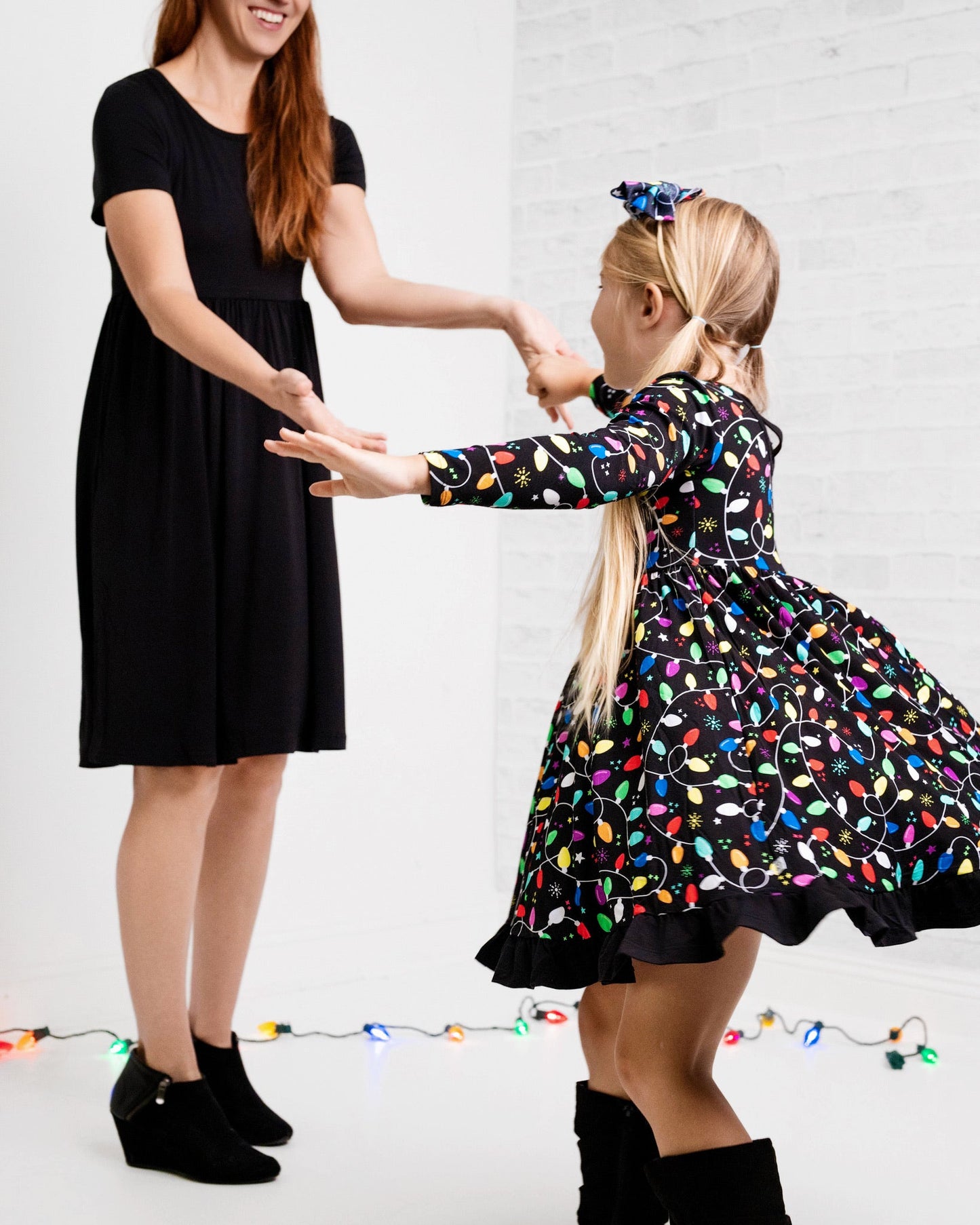 Holiday Lights | Toddler & Girls Bamboo Ruffle Twirl Dress