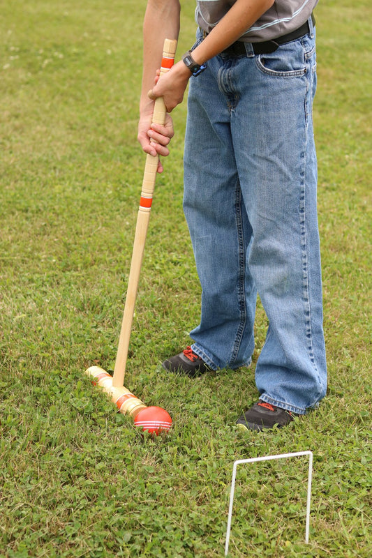 Deluxe Croquet Game Set, 6 Player, Amish-Made, With Wooden Holder