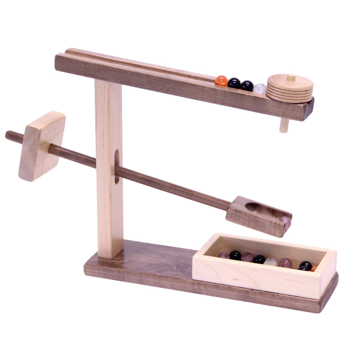 Amish-Made Wooden Marble Roller Machine Toy, Child-Safe Maple/Walnut Finish