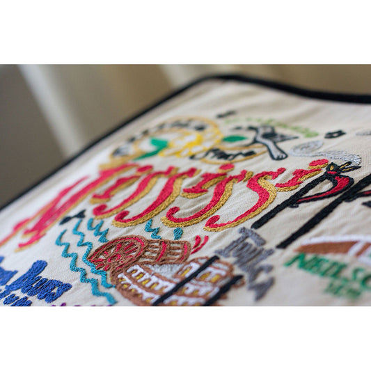Mississippi Hand-Embroidered Pillow