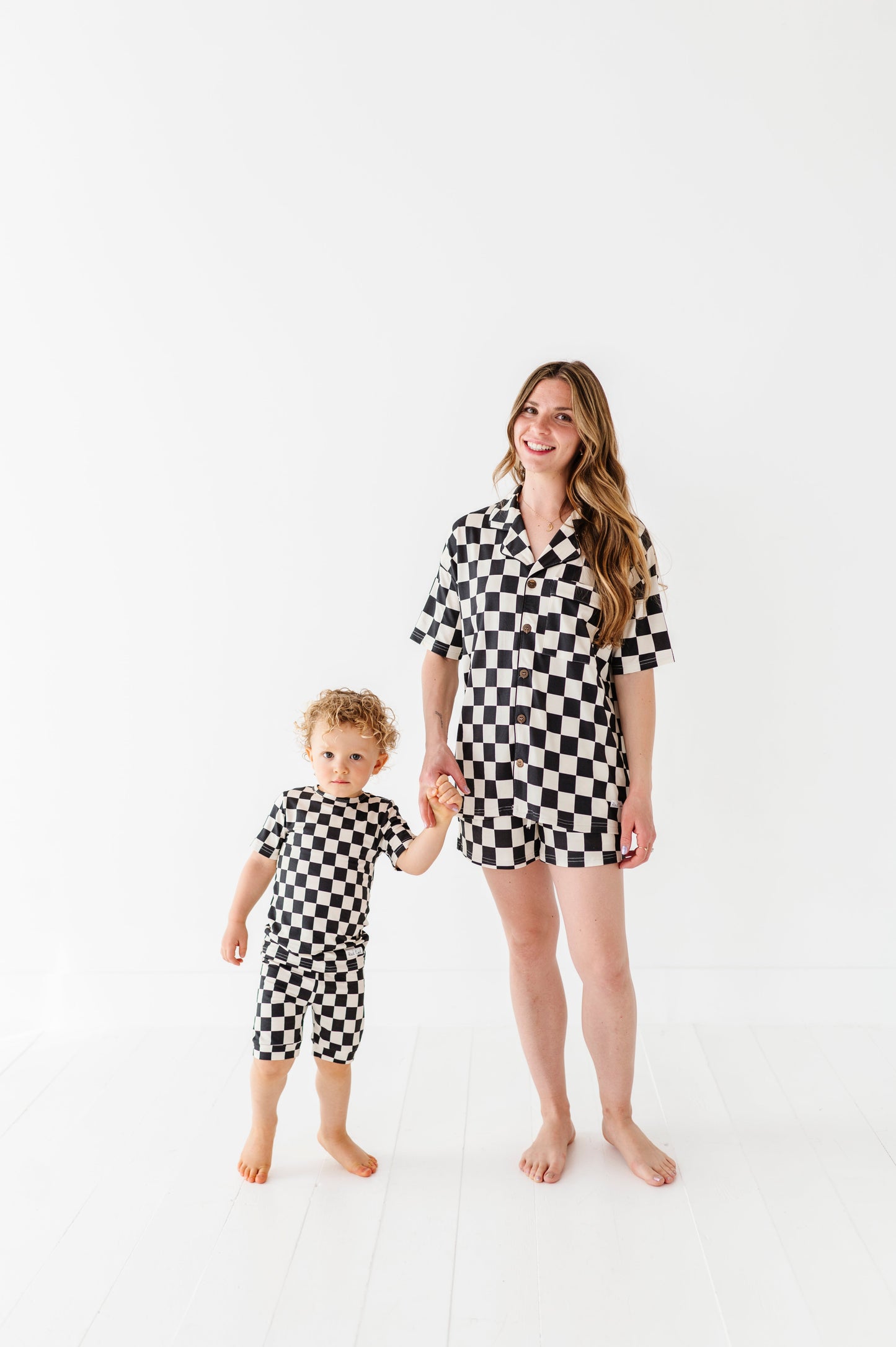 BAMBOO - BLACK CHECKERED SHORT SLEEVE 2 PC