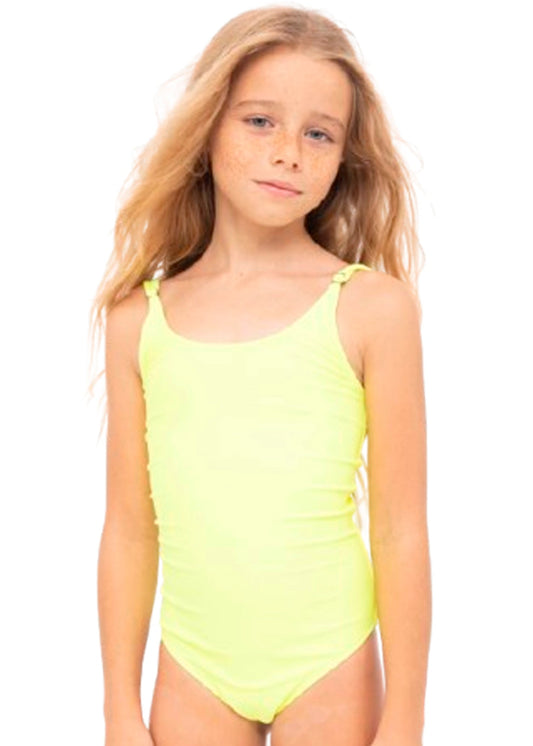 Neon Yellow Adjustable Straps Swimsuit