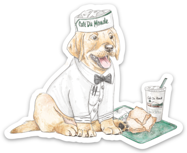 Cafe Du Monde Puppy Waiter Die Cut Stickers
