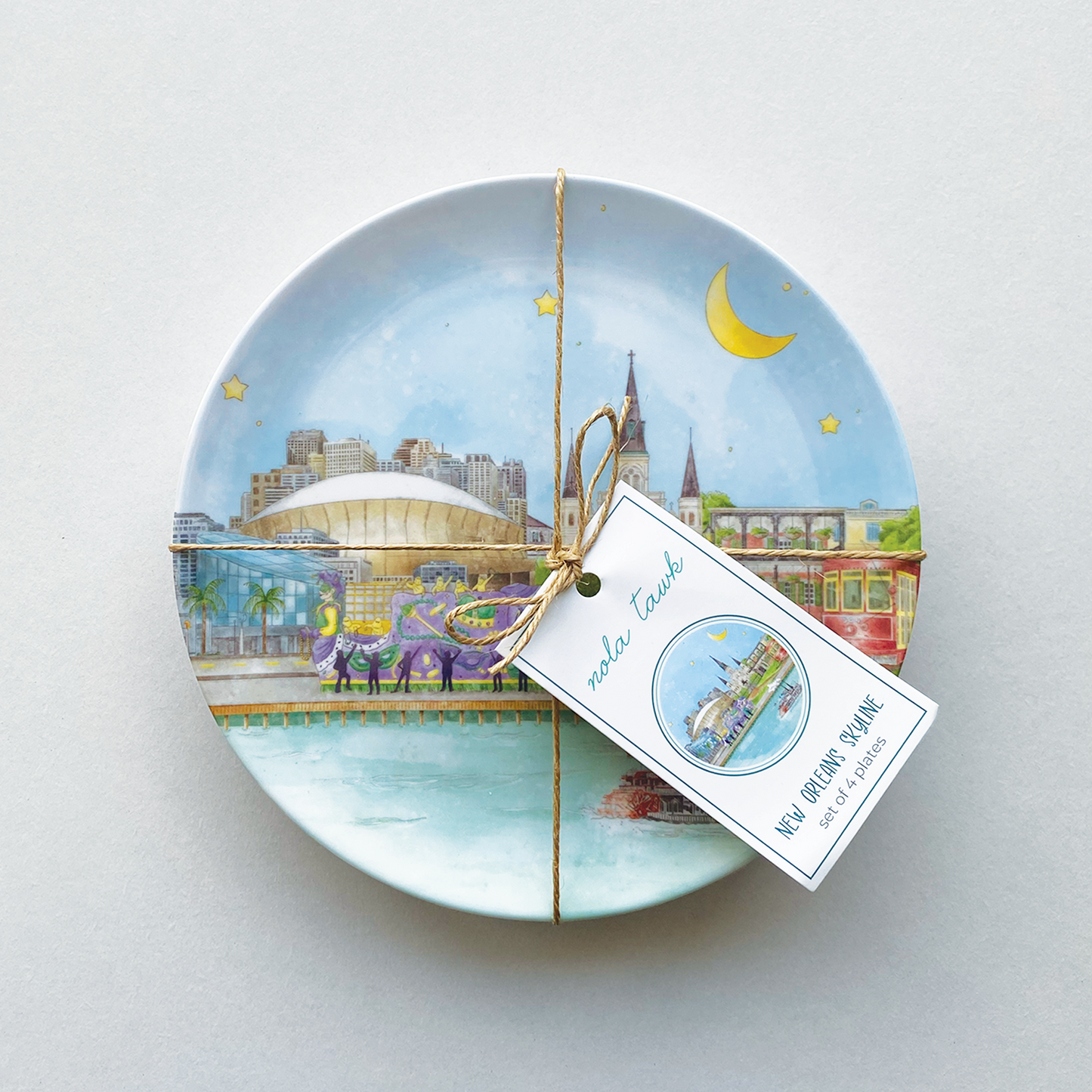 New Orleans Skyline Melamine Dessert Plates