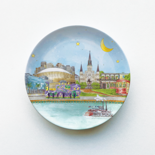New Orleans Skyline Melamine Dessert Plates