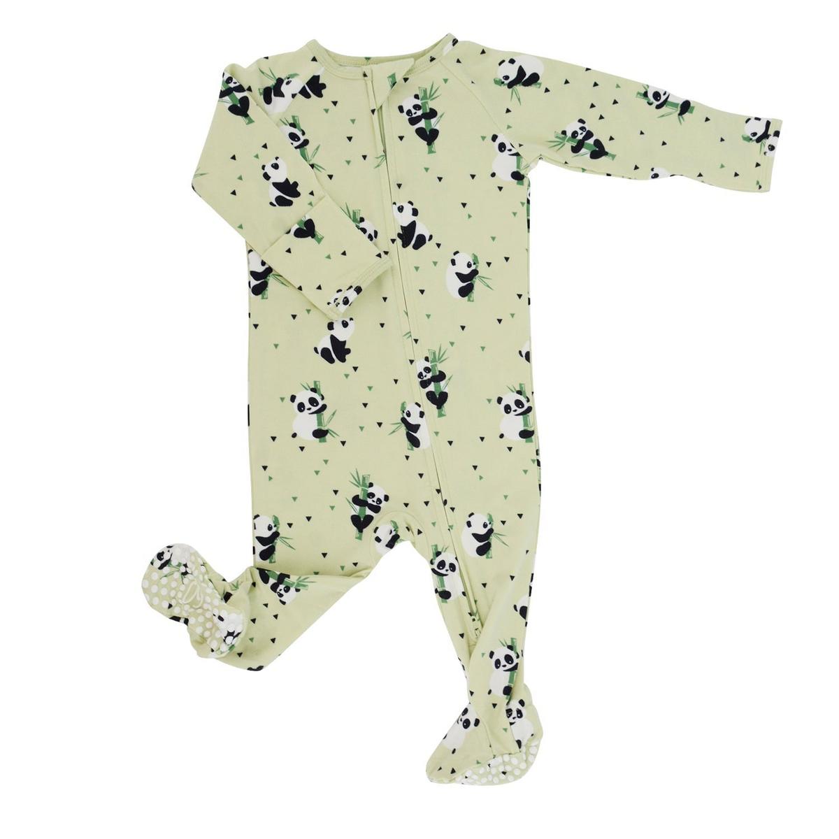 Zipper Footie - Panda Mint