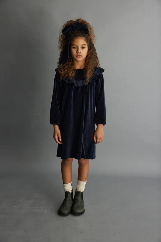 Organic velour dress - Navy