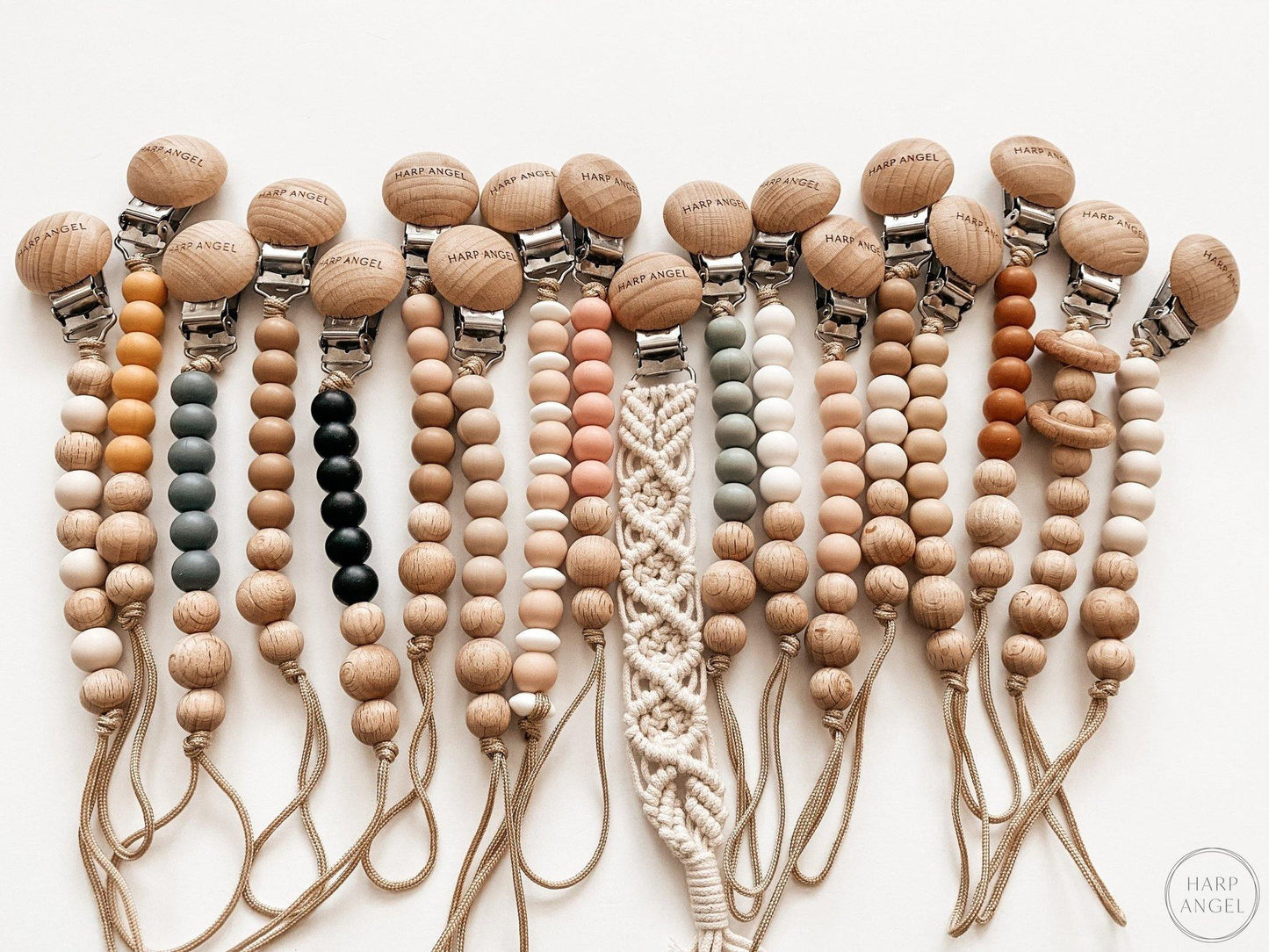 Pacifier Clip Wood Rattle