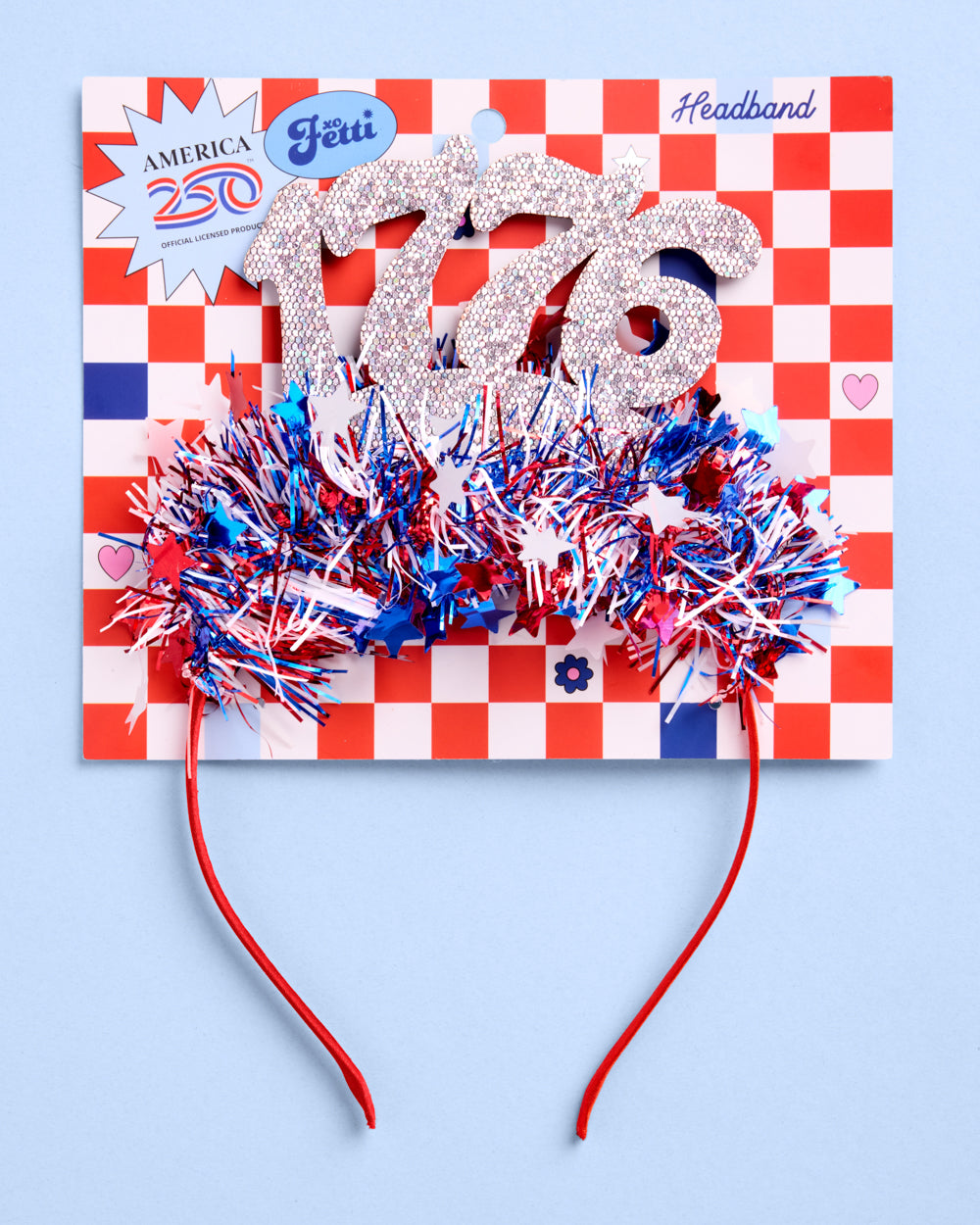 America 250 Headband - patriotic tinsel headband