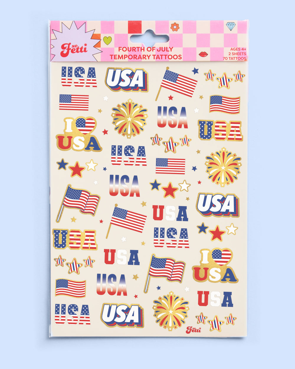 Stars & Stripes Tats - 70 foil temporary tattoos