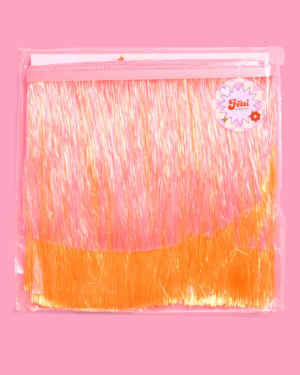 Pink Orange Scallop Fringe - iridescent foil banner