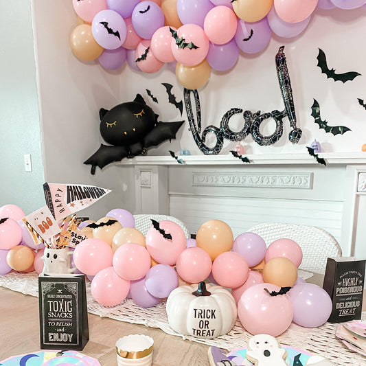 Spooky Cute Halloween Balloon Garland Kit – Pastel Pink & Peach