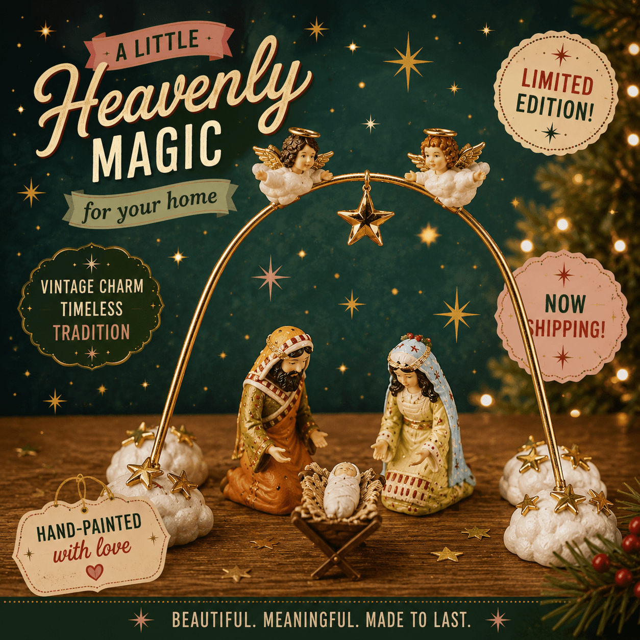 Patience Brewster Nativity Cherub Angels Mini Arch Set, Set of 4 *NEW*