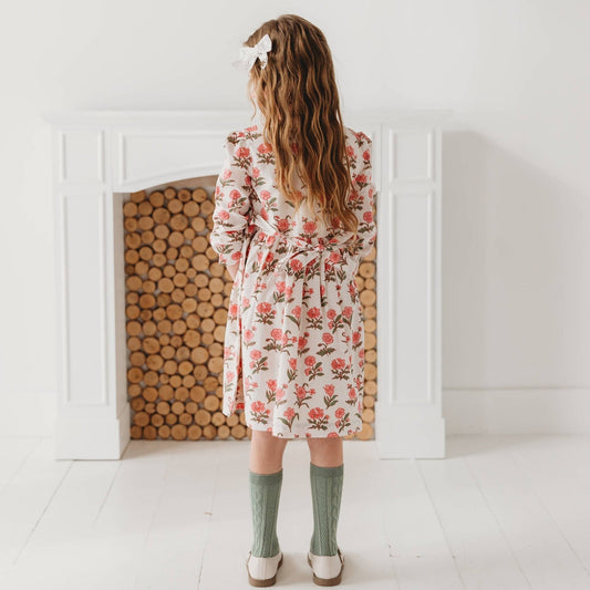 Pink Block Print Flower Dress