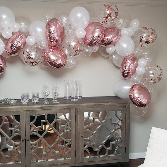 Premium Rose Gold Confetti Latex Balloon Packs (11” and 36”)