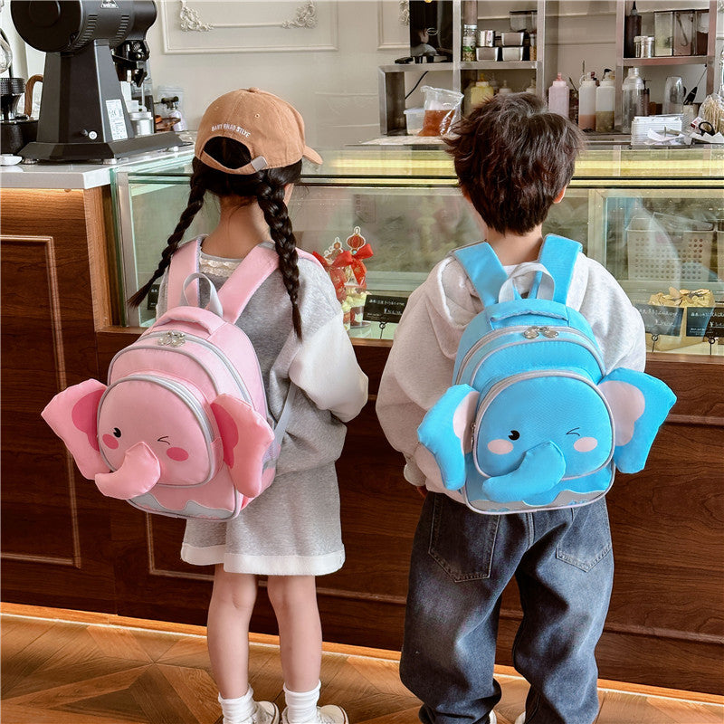 Adorable Cartoon Elephant Design Canvas Backpack For Kindergarten Kids