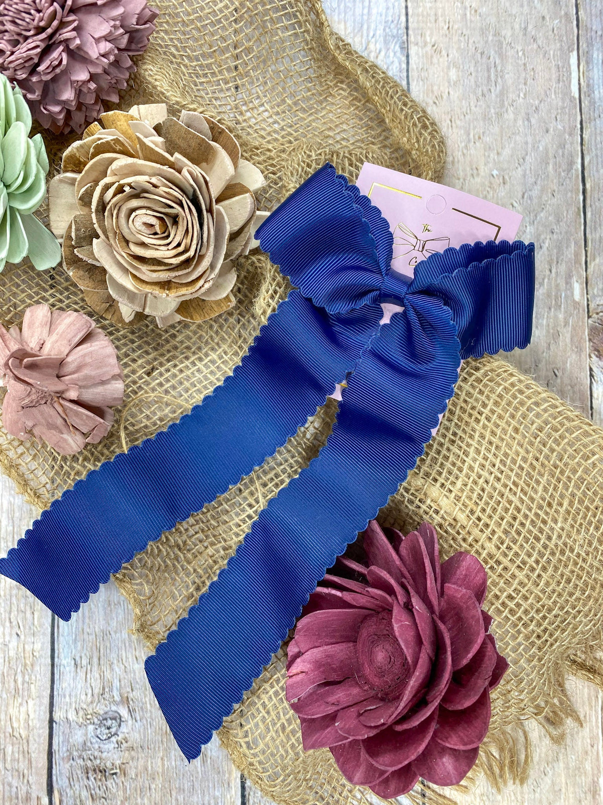Scalloped Long Tail Bow with Alligator Clip