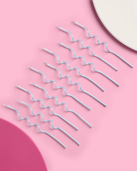 Pearl Blue Candles - 10 wavy candles