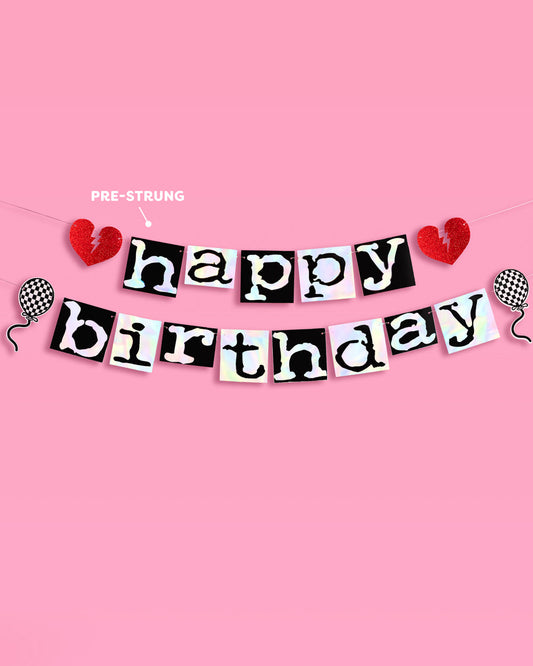 Emo Birthday Banner - iridescent foil banner