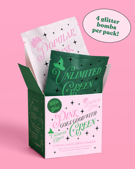 Pink + Green Glitter Bombs - 4 cotton candy glitter bombs