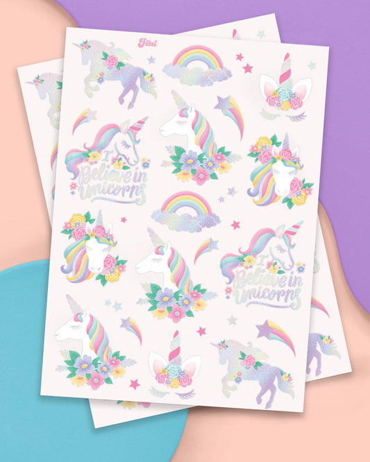 Unicorn Tats - 52 foil temporary tattoos