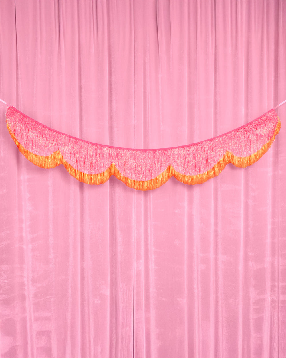 Pink Orange Scallop Fringe - iridescent foil banner