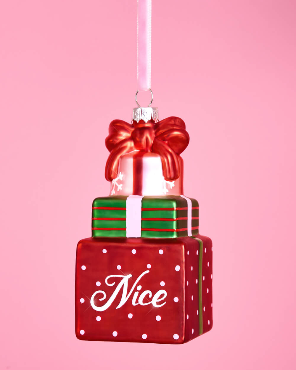 Naughty + Nice Ornament Set - glass ornament duo