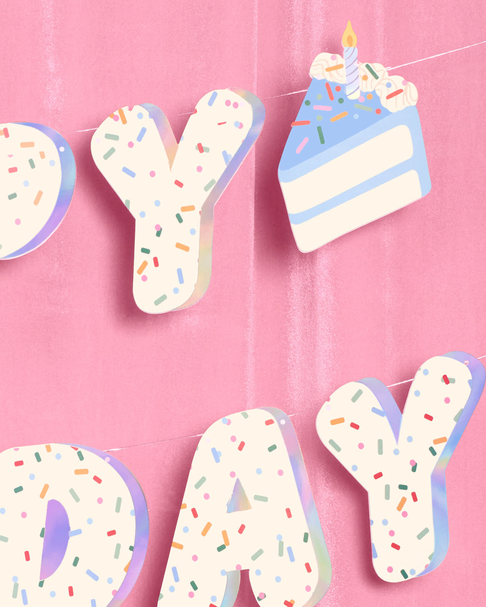 Bday Cake Banner - iridescent foil banner