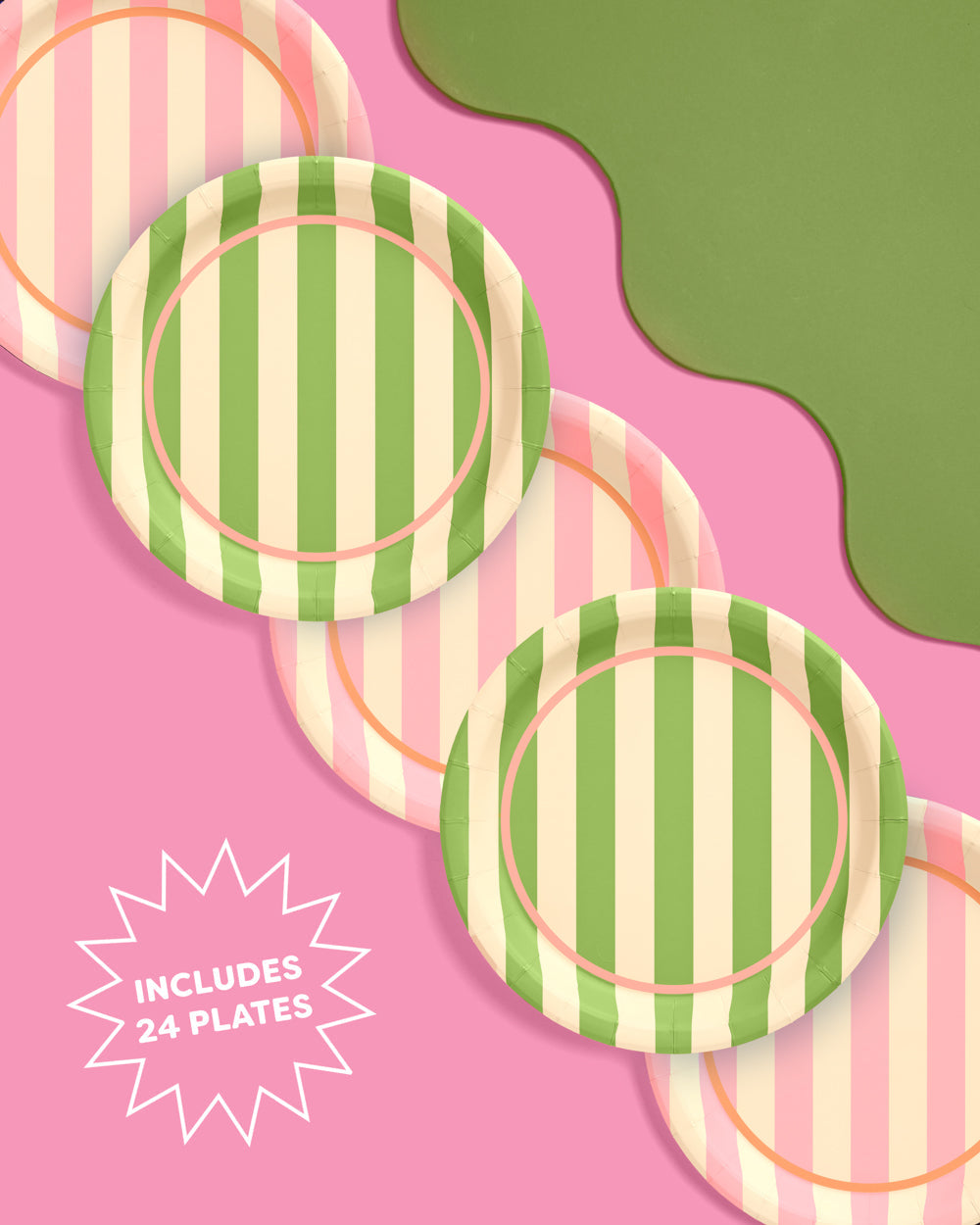 Pool Boy Plates - 24 striped paper plates