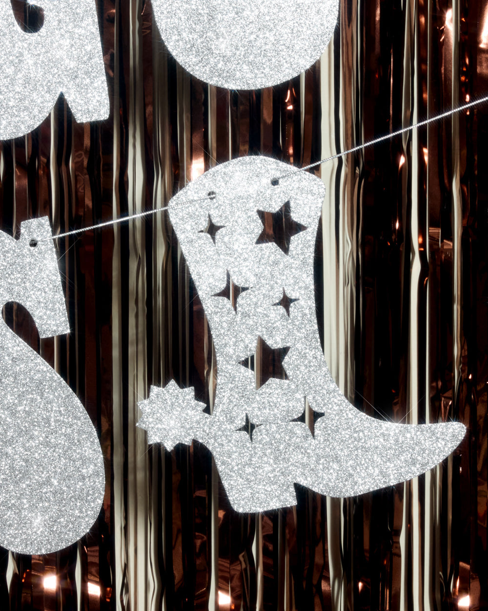 Let's Go Girls Banner - silver glitter banner